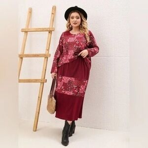 Emery Rose | Plus Ditsy Floral Patchwork Print Tee & Skirt Various Sizes